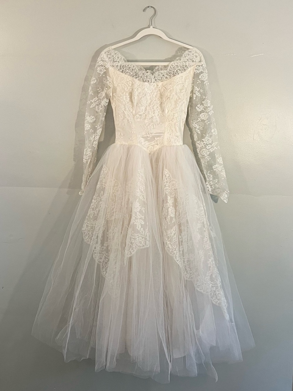 Vintage 1950’s lace tulle Wedding Dress romantic bridal fairy princess